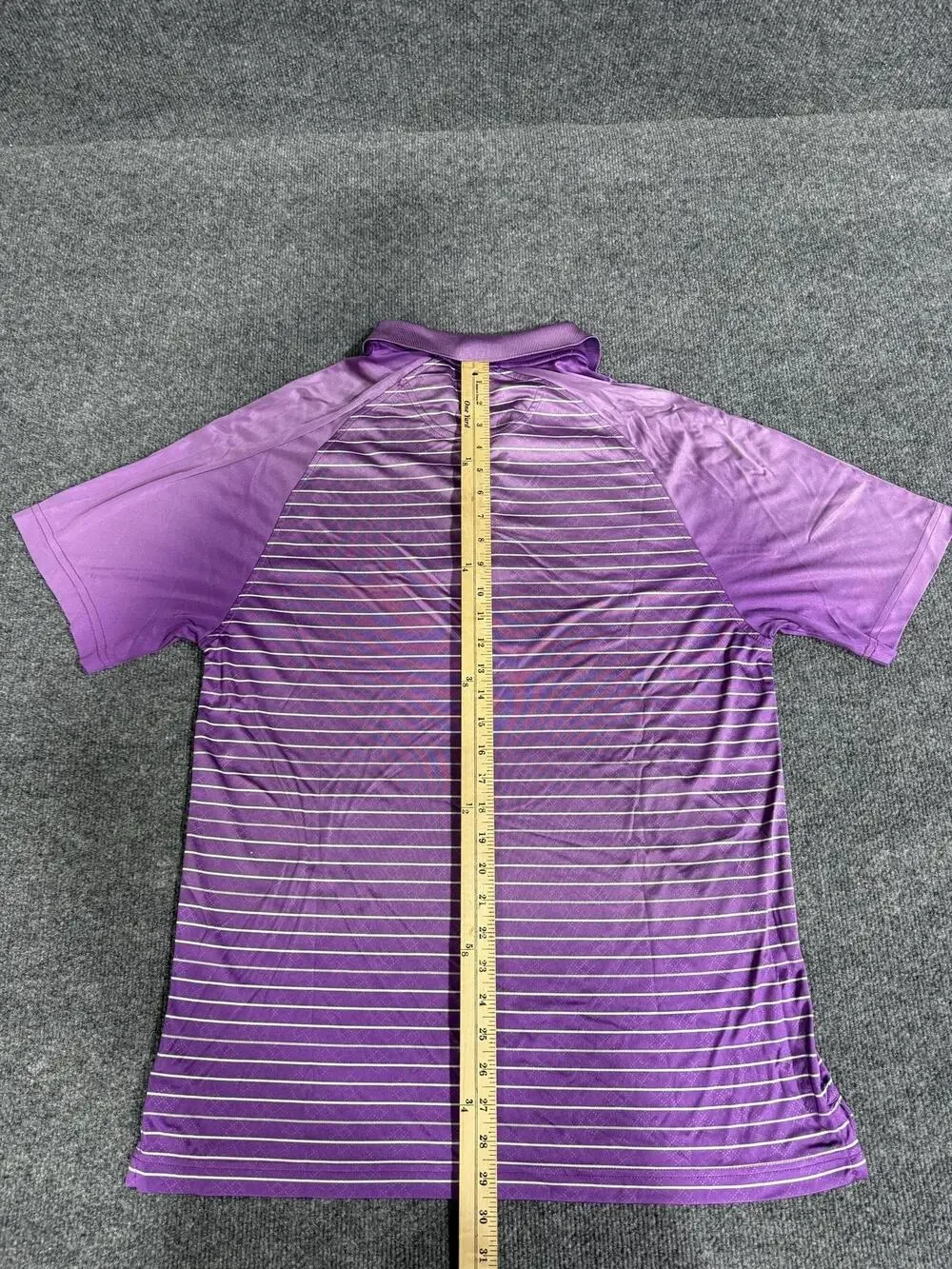 Greg Norman For Tasso Elba Polo Shirt Mens Large Purple Striped PlayDry Golf Top
